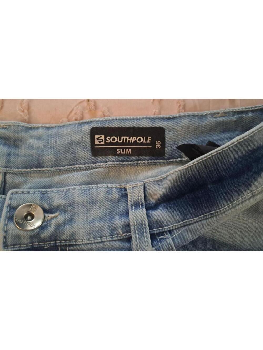 Y2K 90s Southpole Distressed Light Wash Zip Pocket Denim Shorts Sz 36 Slim